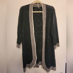 Torrid Black and White Open-Front Cardigan
